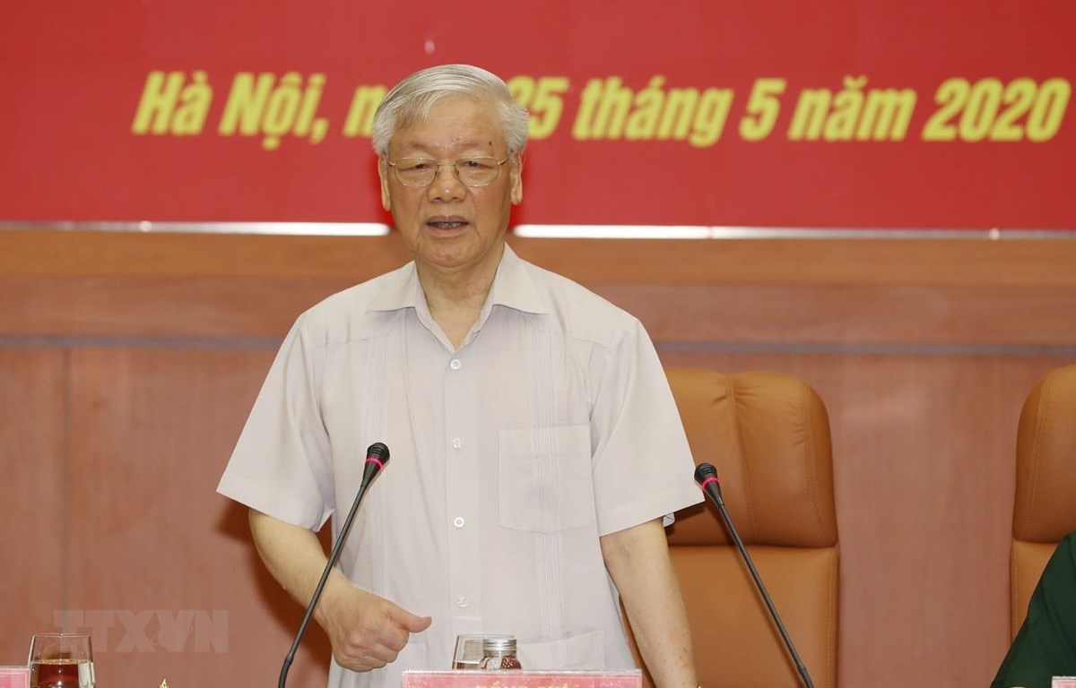 Tổng Bí thư, Chủ tịch nước Nguyễn Phú Trọng, Bí thư Quân ủy Trung ương phát biểu chỉ đạo Hội nghị
